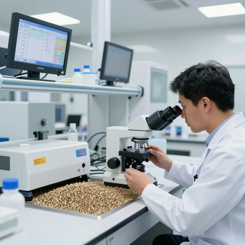 Laboratory testing of fish feed nutritional content in Philippine facility