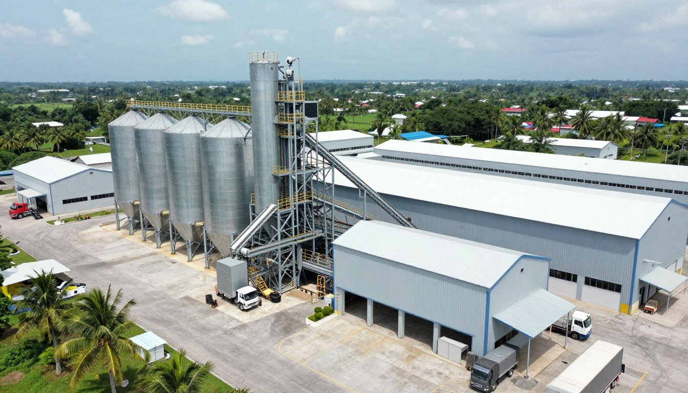 Large commercial poultry feed mill production facility in Philippines Large commercial poultry feed mill production facility in Philippines