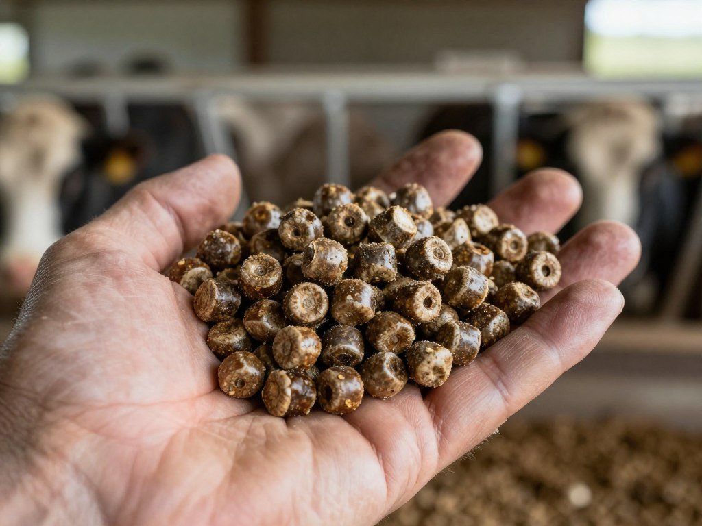 Large diameter livestock feed pellets