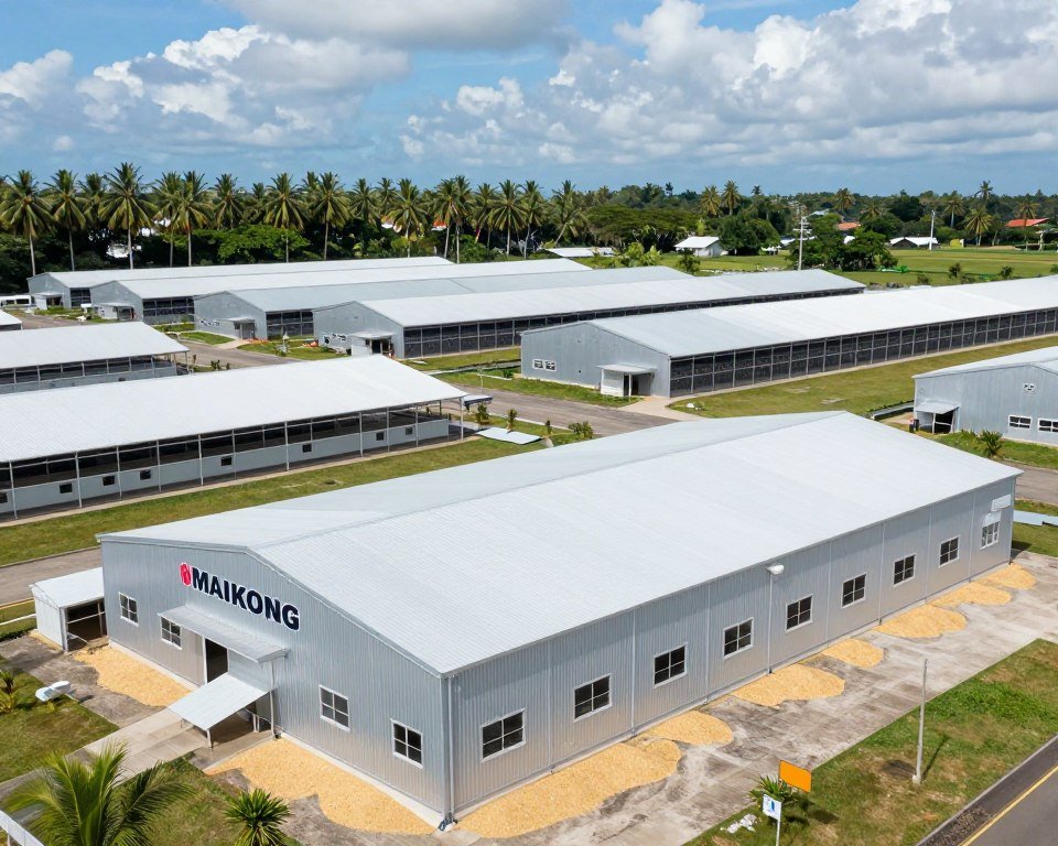 Large-scale poultry farm in Philippines using MAIKONG feed production line Large-scale poultry farm in Philippines using MAIKONG feed production line