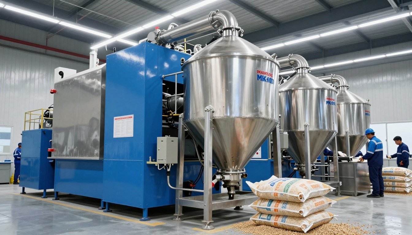 MAIKONG MK-001 fish feed pellet machine in modern Philippine feed mill facility