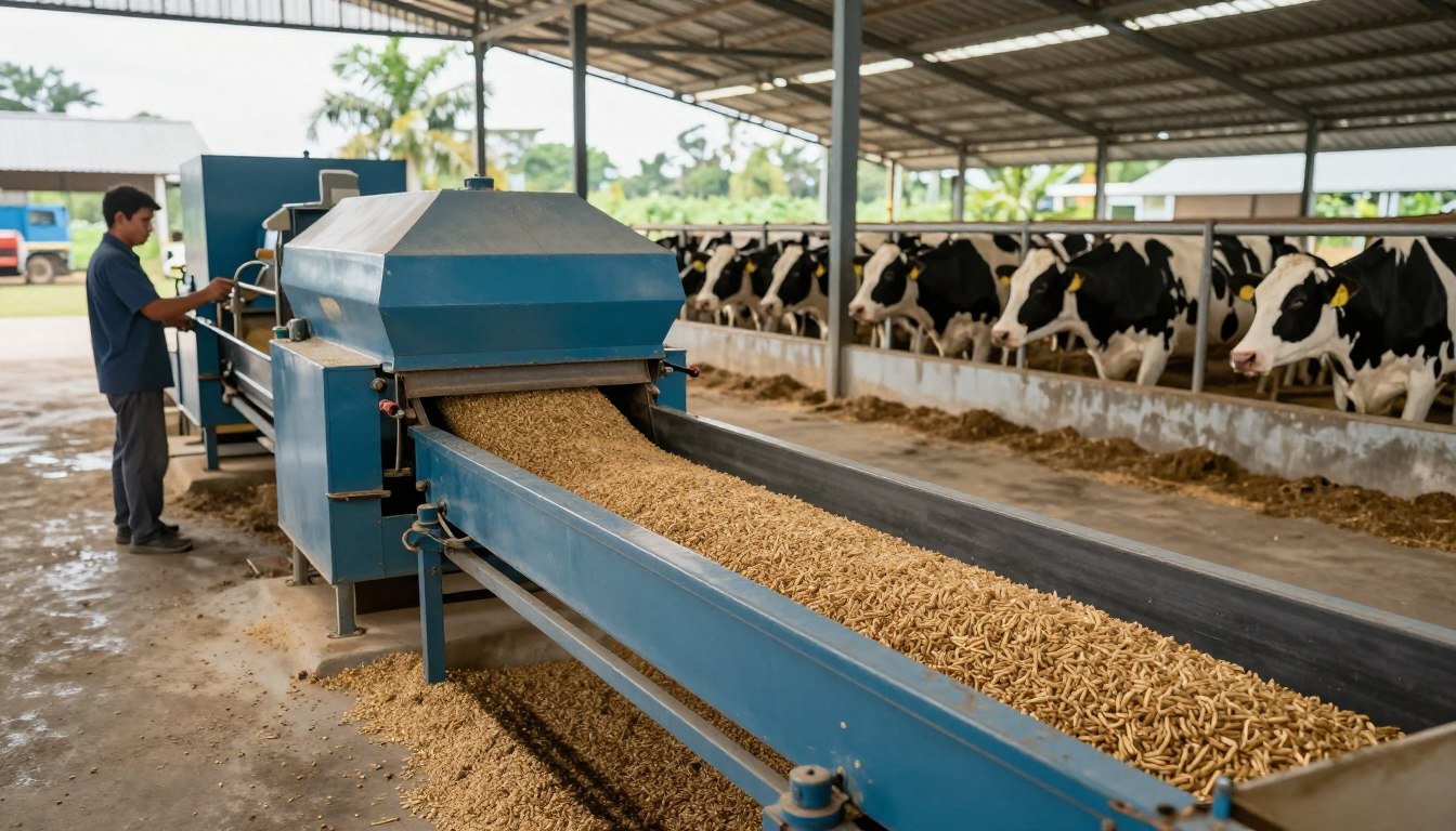 MAIKONG cattle feed pellet mill in Indonesia dairy farm