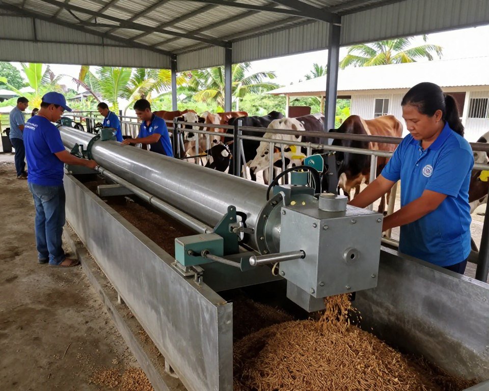 MAIKONG cattle feed production line operating in Philippine cooperative facility