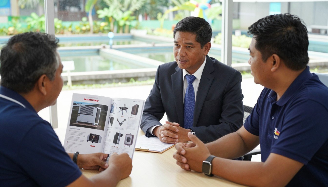 MAIKONG dealer partner meeting with fish farm customer in Philippines