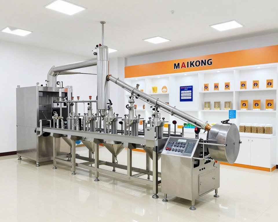 MAIKONG distributor showroom displaying chicken feed production equipment