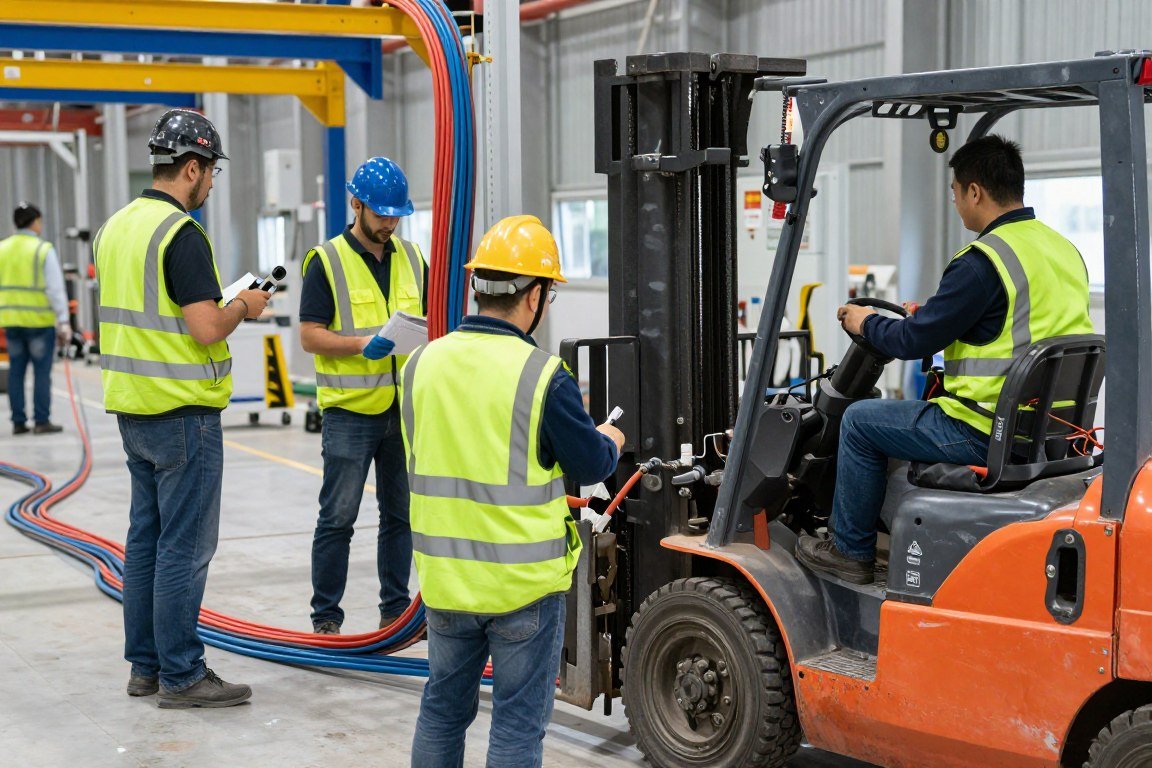 MAIKONG installation team setting up feed production line equipment in Philippine facility