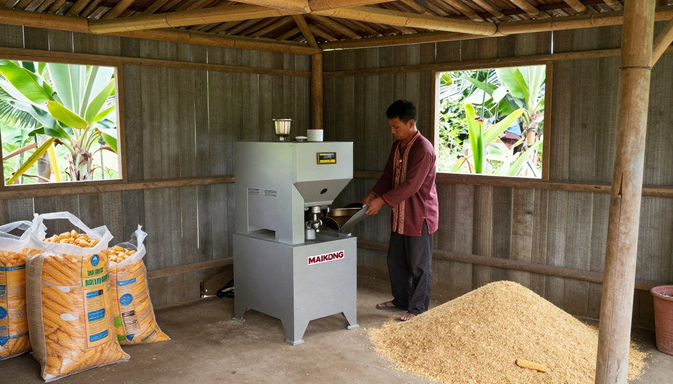MAIKONG pellet machine mini installed in small Philippine farm shed