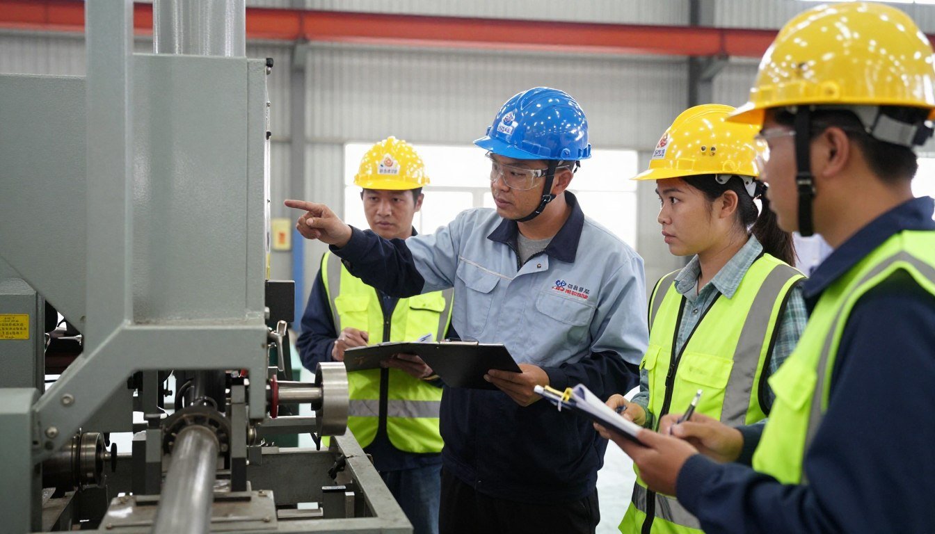 MAIKONG technician training Philippine operators on feed pellet machine operation and maintenance