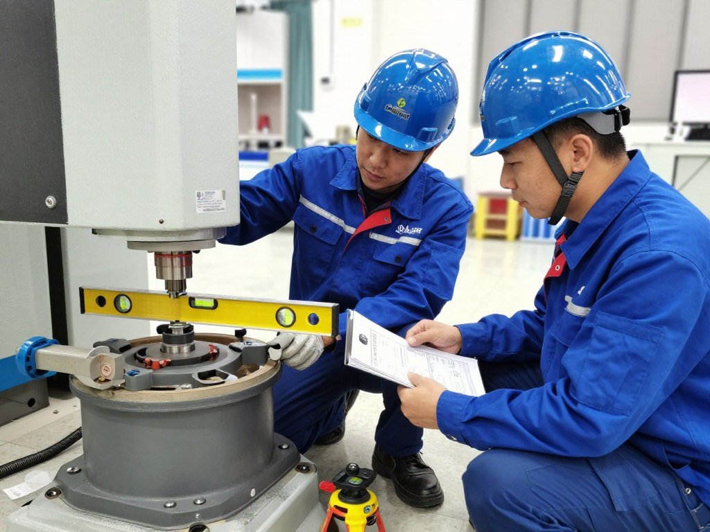 MAIKONG technicians installing and calibrating aqua feed production equipment