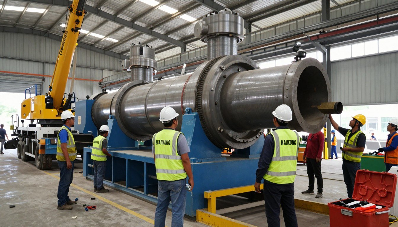 MAIKONG technicians installing feed production line