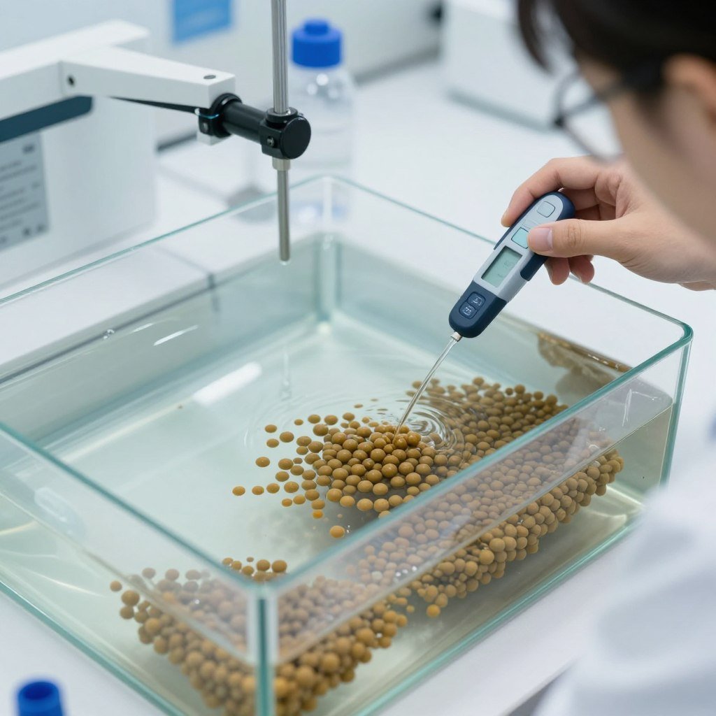 Milkfish feed pellets floating in water stability test