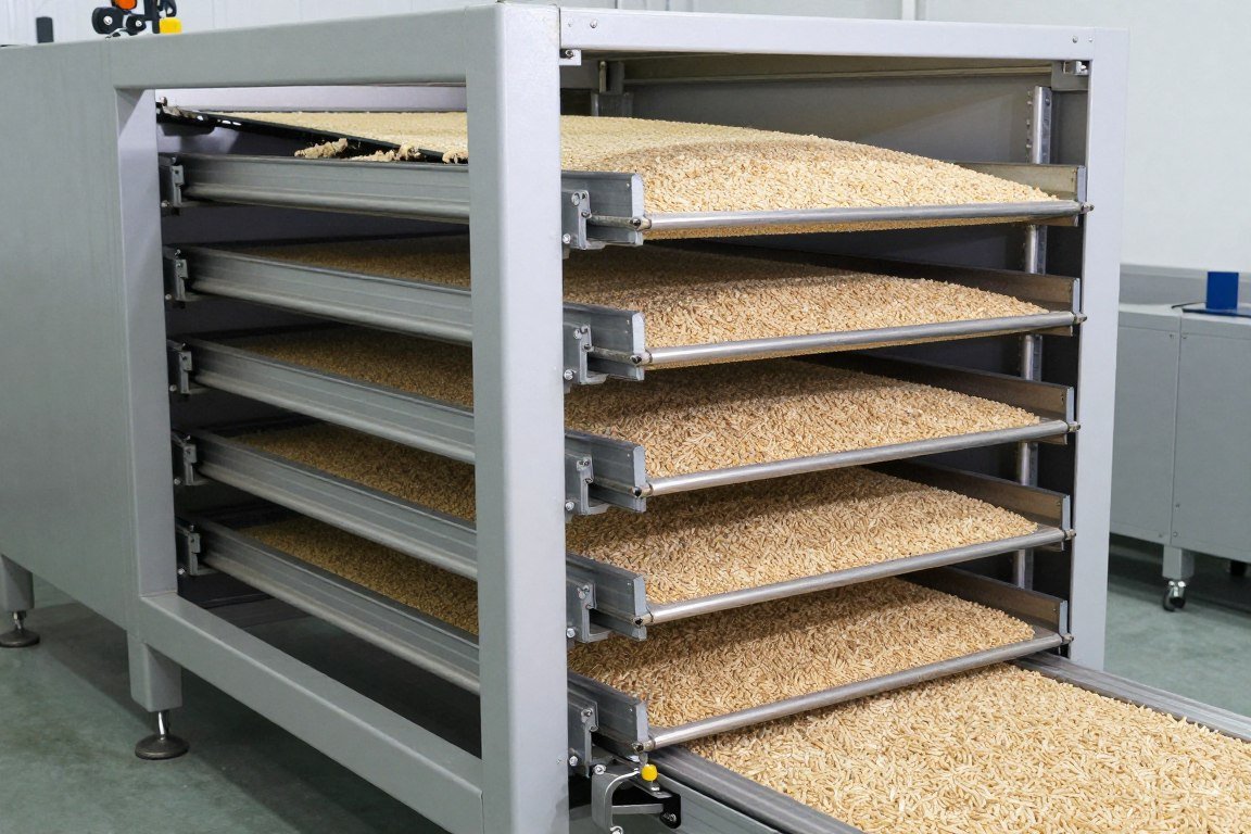 Multi-layer belt dryer for aquatic feed pellets