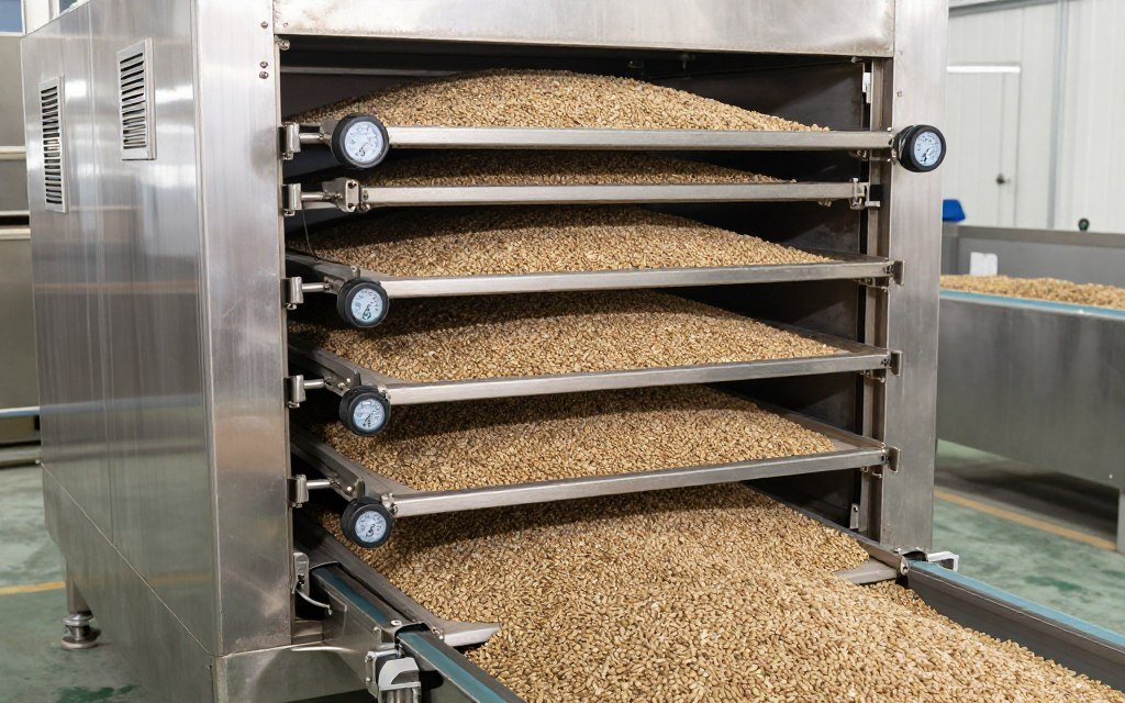 Multi-layer belt dryer system for aqua feed pellets