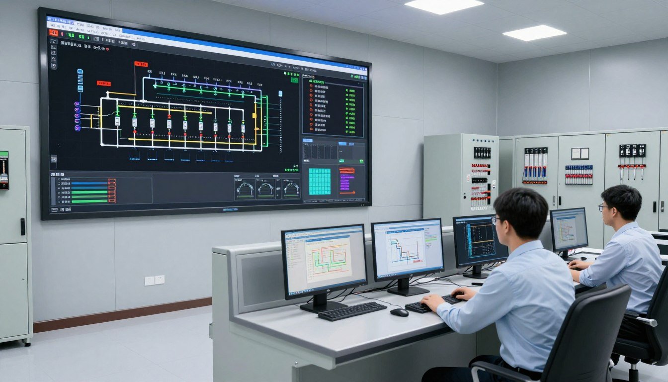 PLC control panel and automation system for aqua feed production line