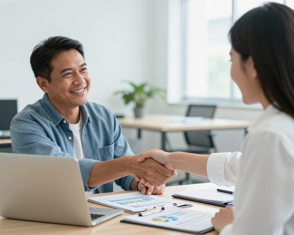 Philippine farmer meeting with financing consultant