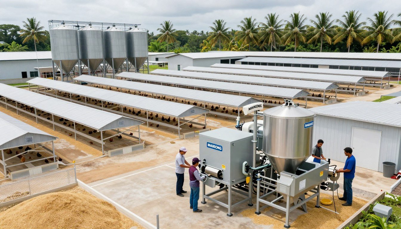 Philippine poultry farm using MAIKONG feed equipment