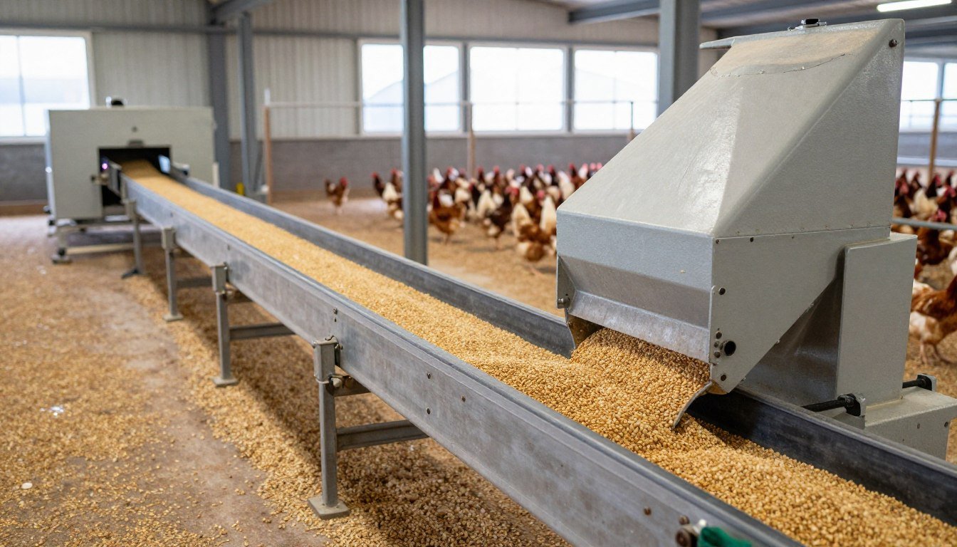 Poultry feed production line producing crumbles and pellets