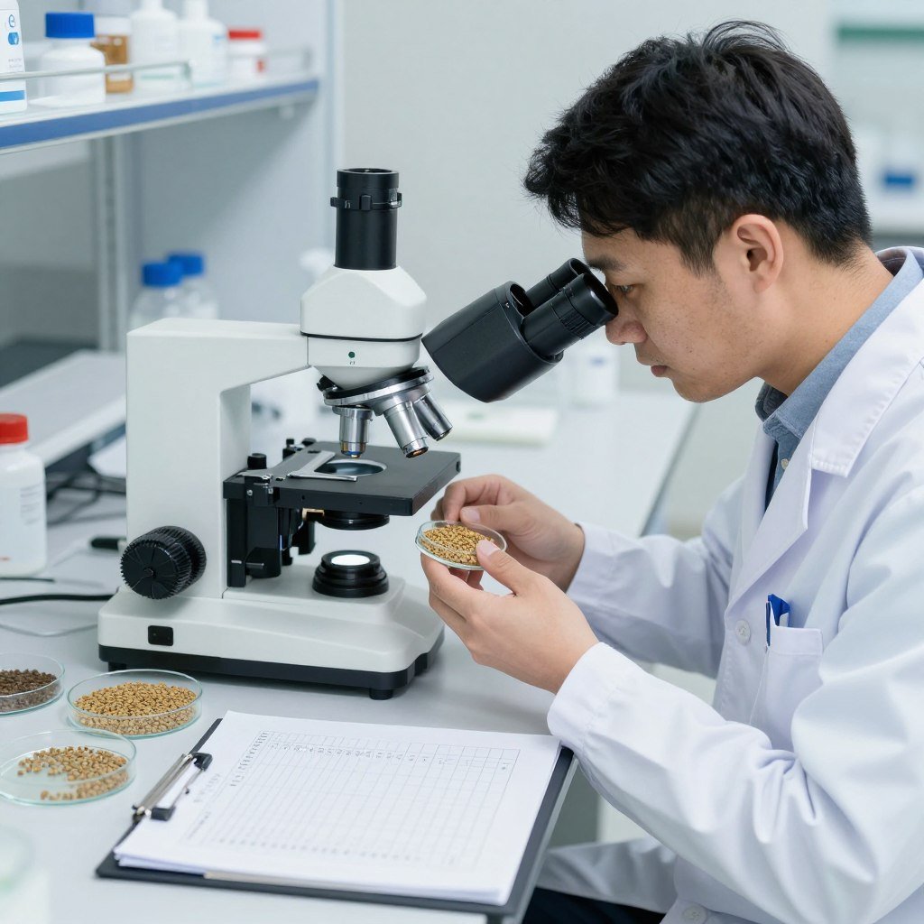 Quality control testing of feed pellets