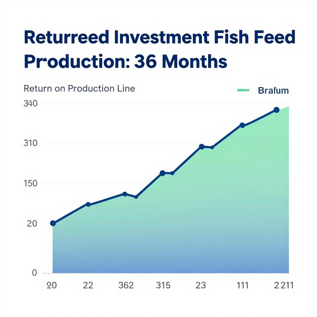 ROI projection graph for fish feed production line investment showing break-even analysis