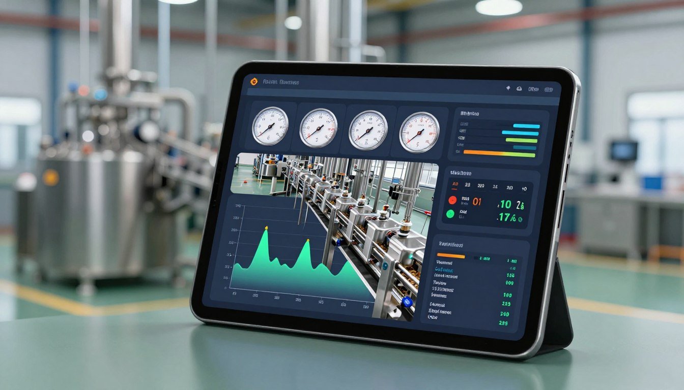 Remote monitoring dashboard for feed production line on tablet