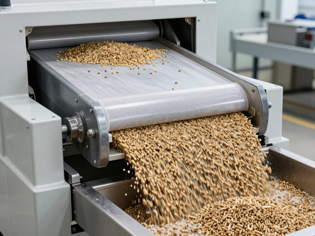 Rotary screening equipment for feed pellets
