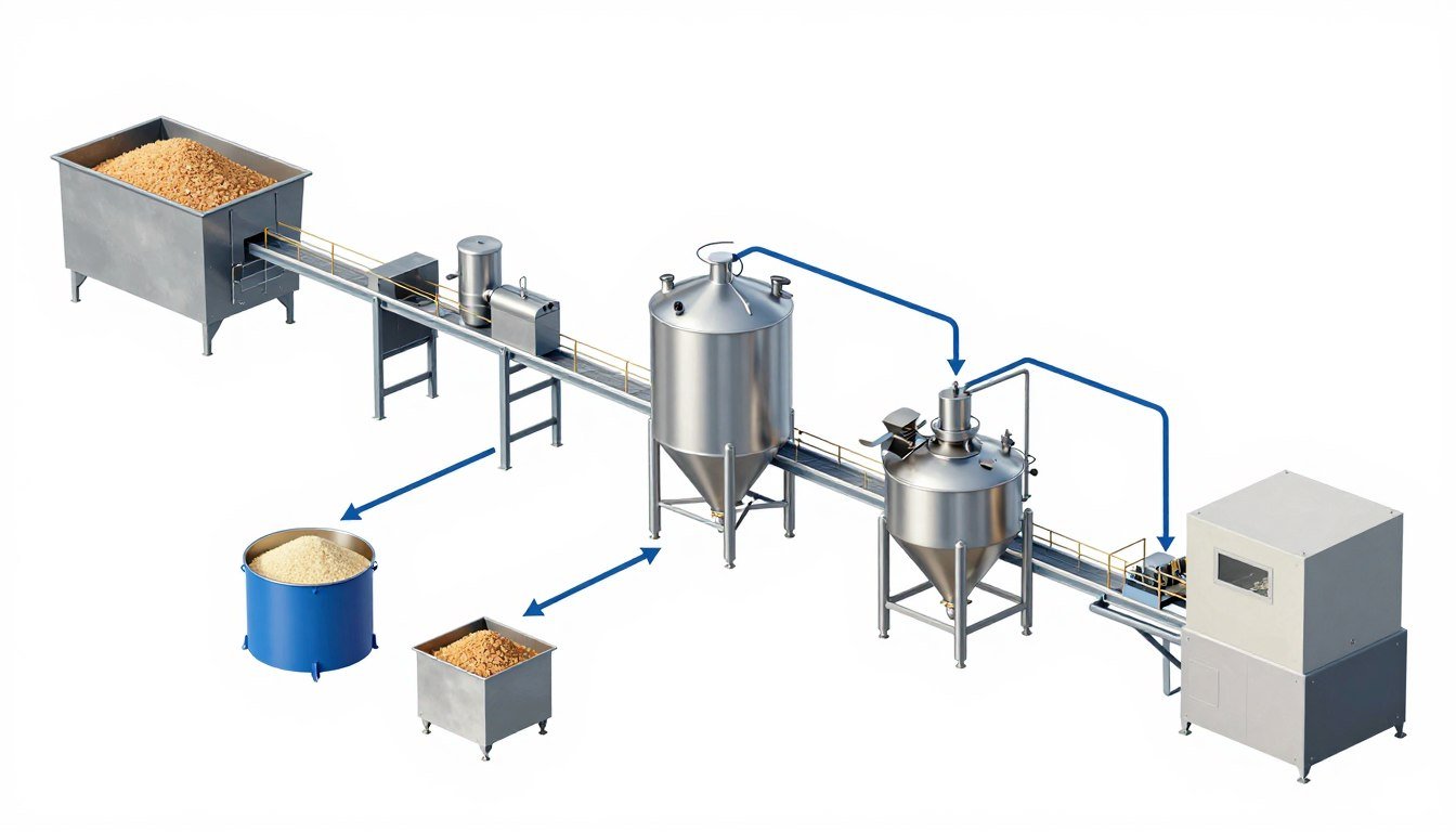 Schematic diagram showing poultry feed production line process flow Schematic diagram showing poultry feed production line process flow