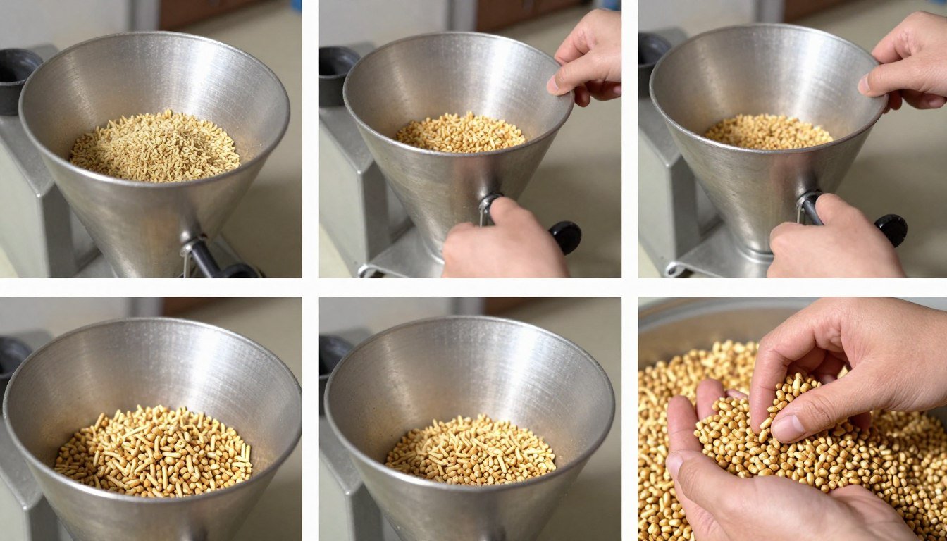 Step-by-step demonstration of operating manual pellet machine