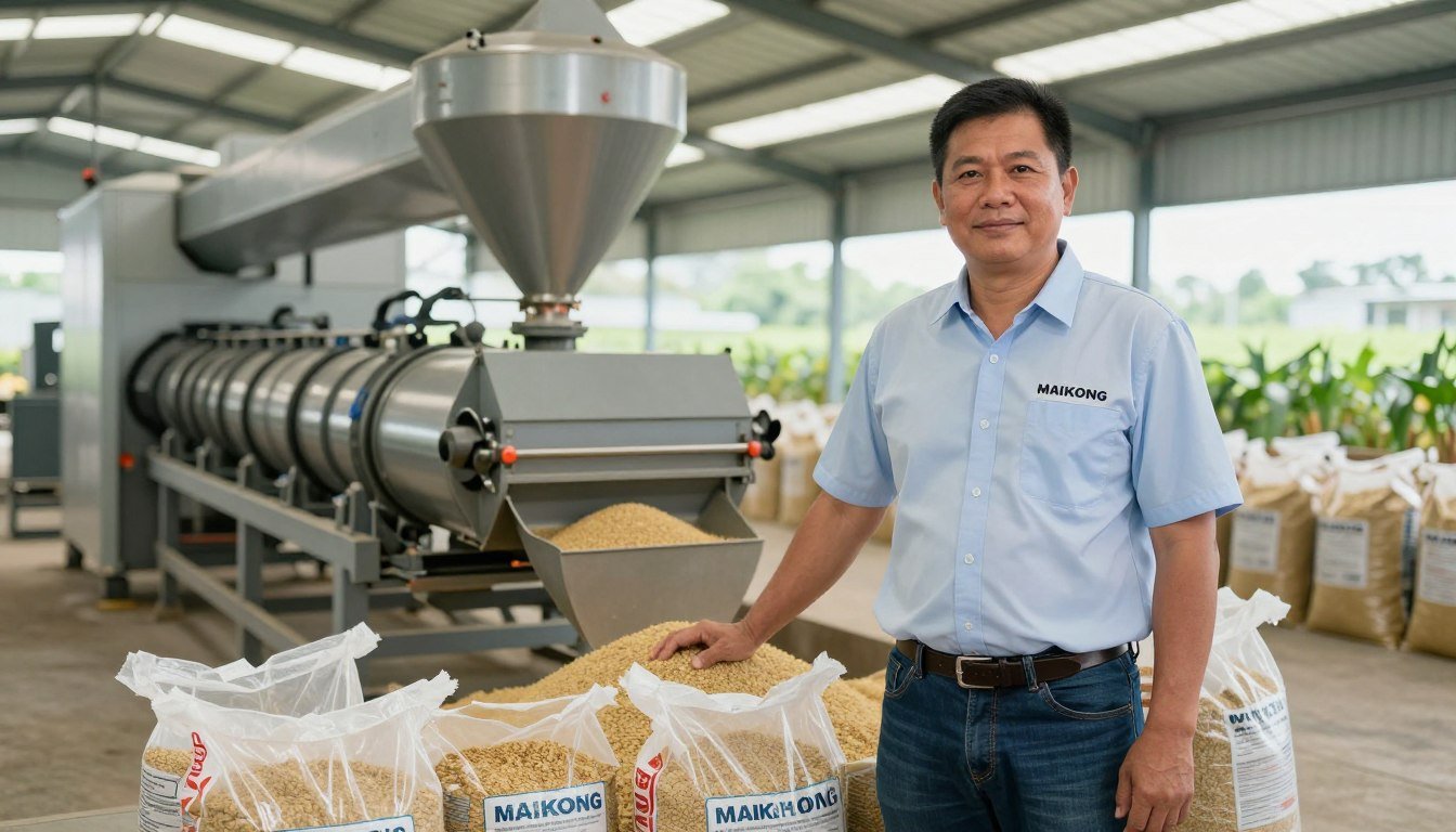 Successful Philippine farm owner with MAIKONG production line