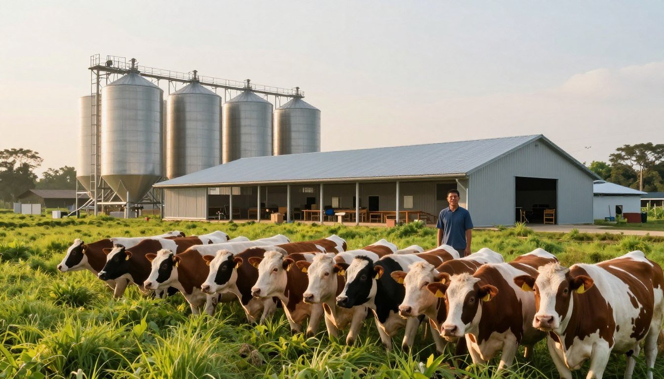 Successful Philippine farm using MAIKONG feed pellet machines showing thriving livestock operation