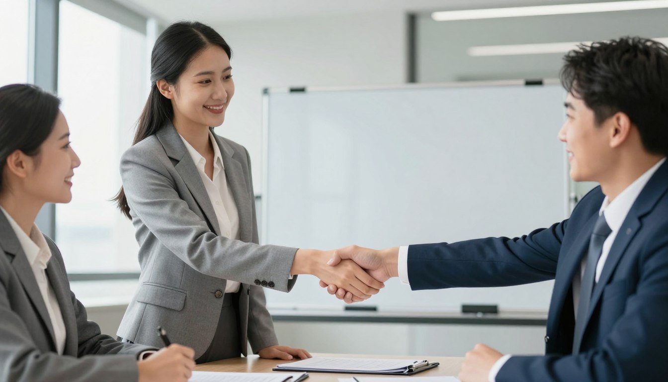 Successful business partnership handshake