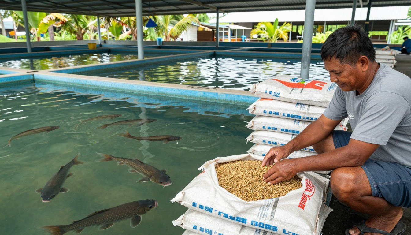 Successful catfish farm with quality feed production