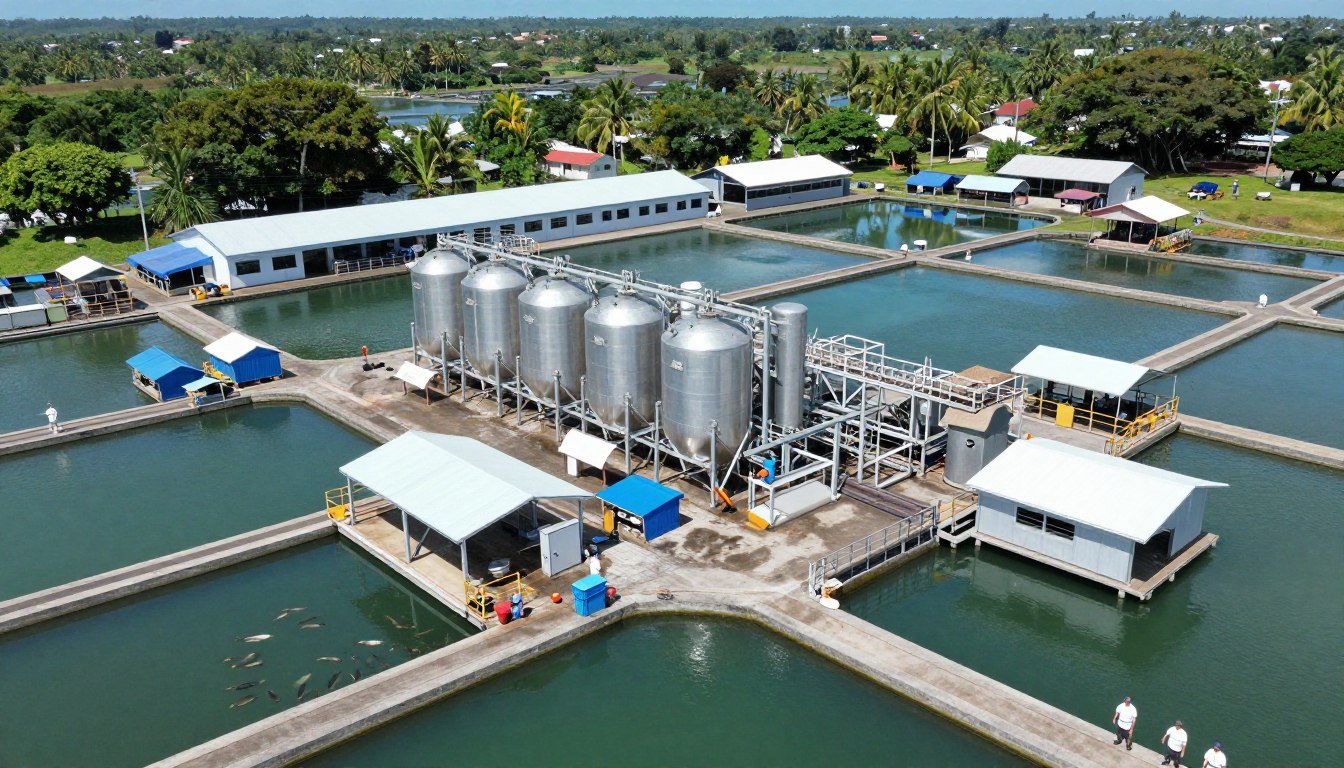 Successful fish farm with MAIKONG feed production facility