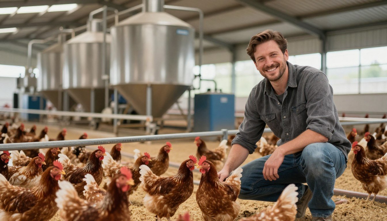 Successful poultry operation with feed production facility