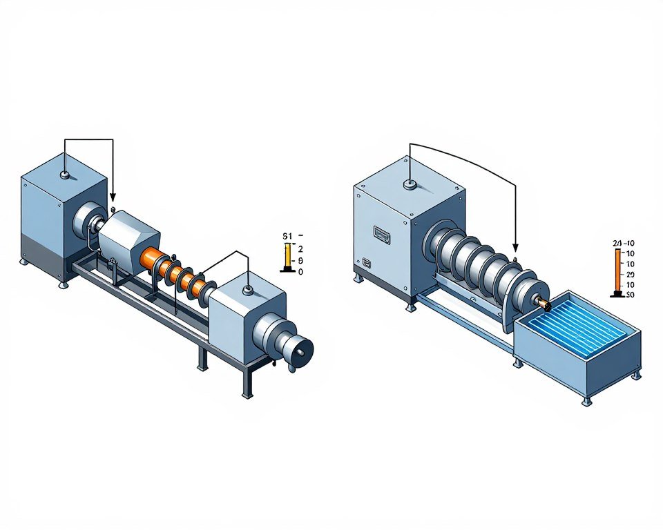 Technical schematic diagram comparing floating and sinking fish feed production line processes