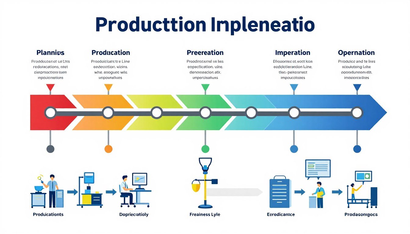 Timeline infographic for feed production line implementation