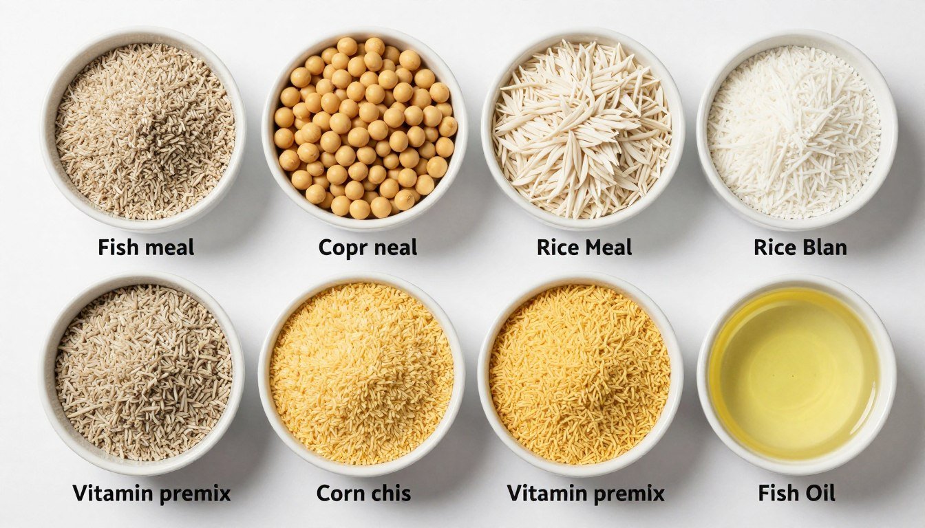 Various Philippine aquaculture feed raw materials and ingredients