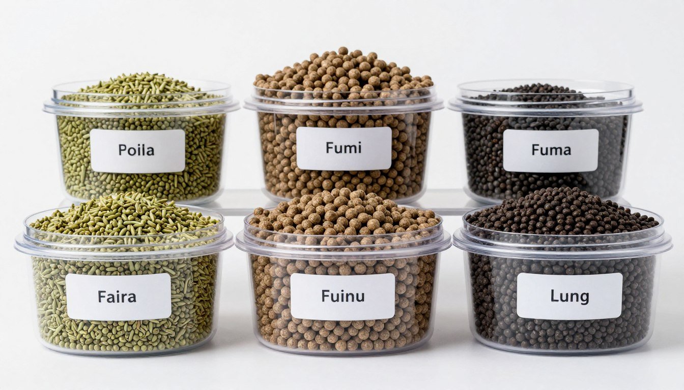Various applications of pellets - feed, fuel, fertilizer samples