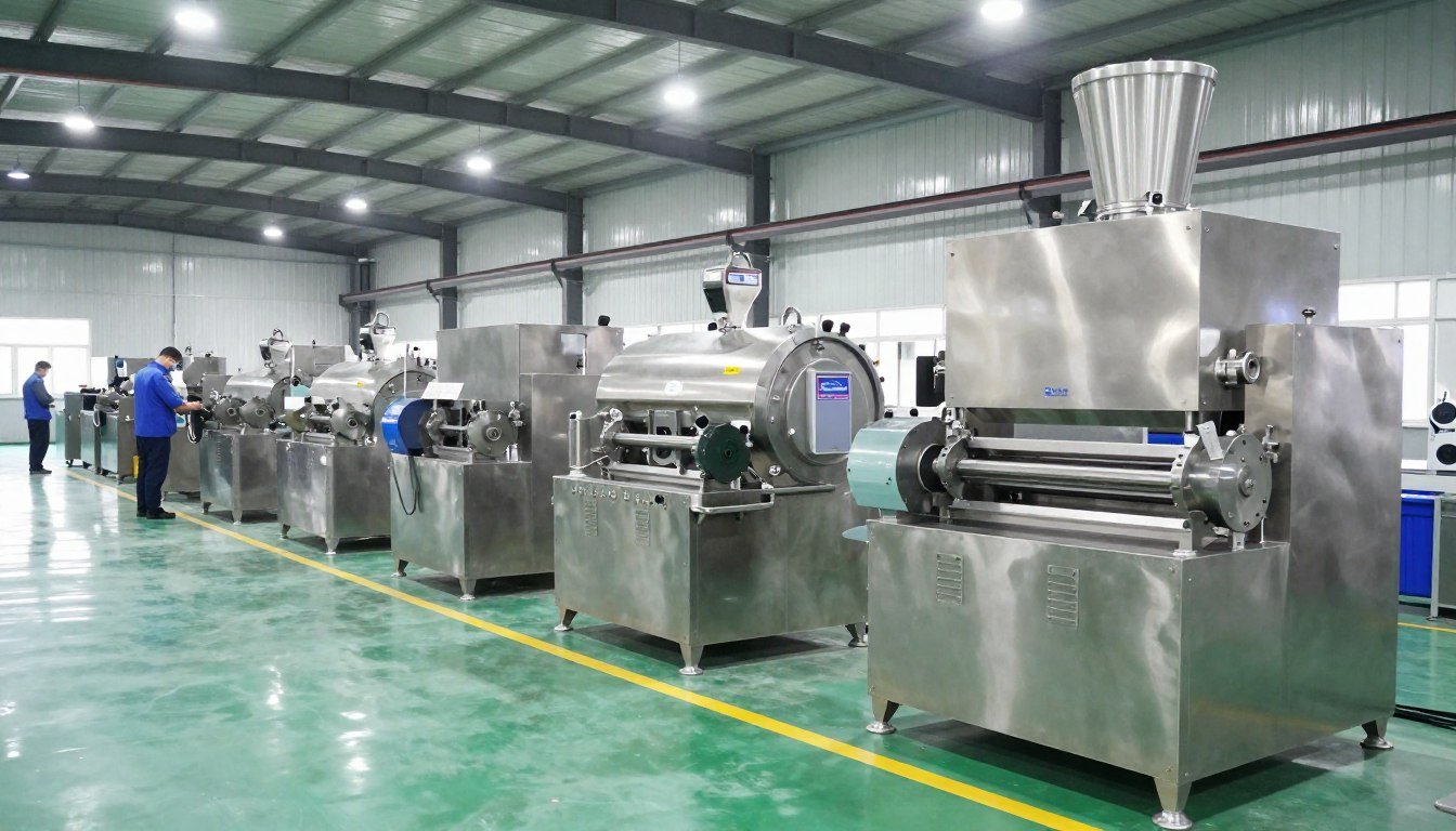 Various capacity fish feed pellet machines in production facility
