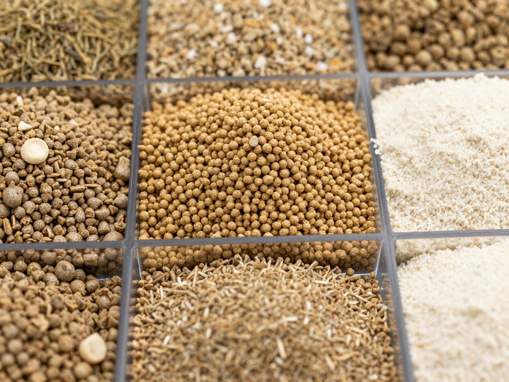 Various poultry feed types produced by production line