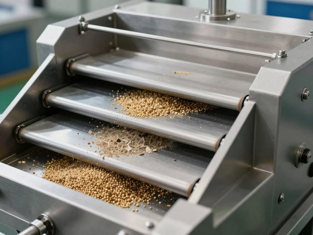 Vibrating cleaning screen for feed materials