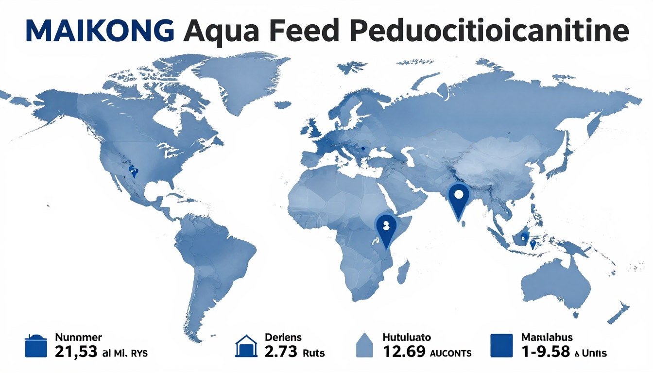 World map showing MAIKONG aqua feed production line installations globally