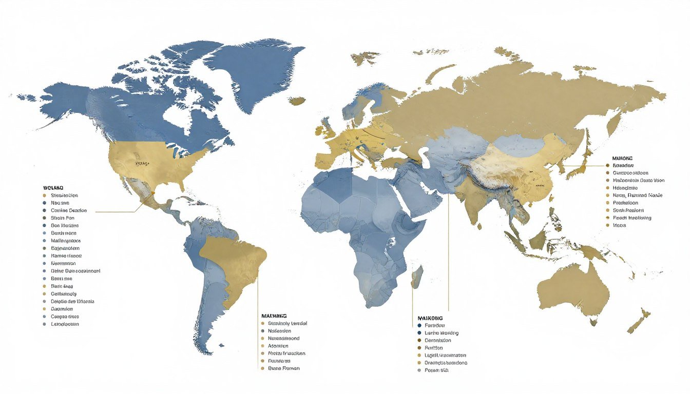 World map showing MAIKONG chicken feed production line installations globally