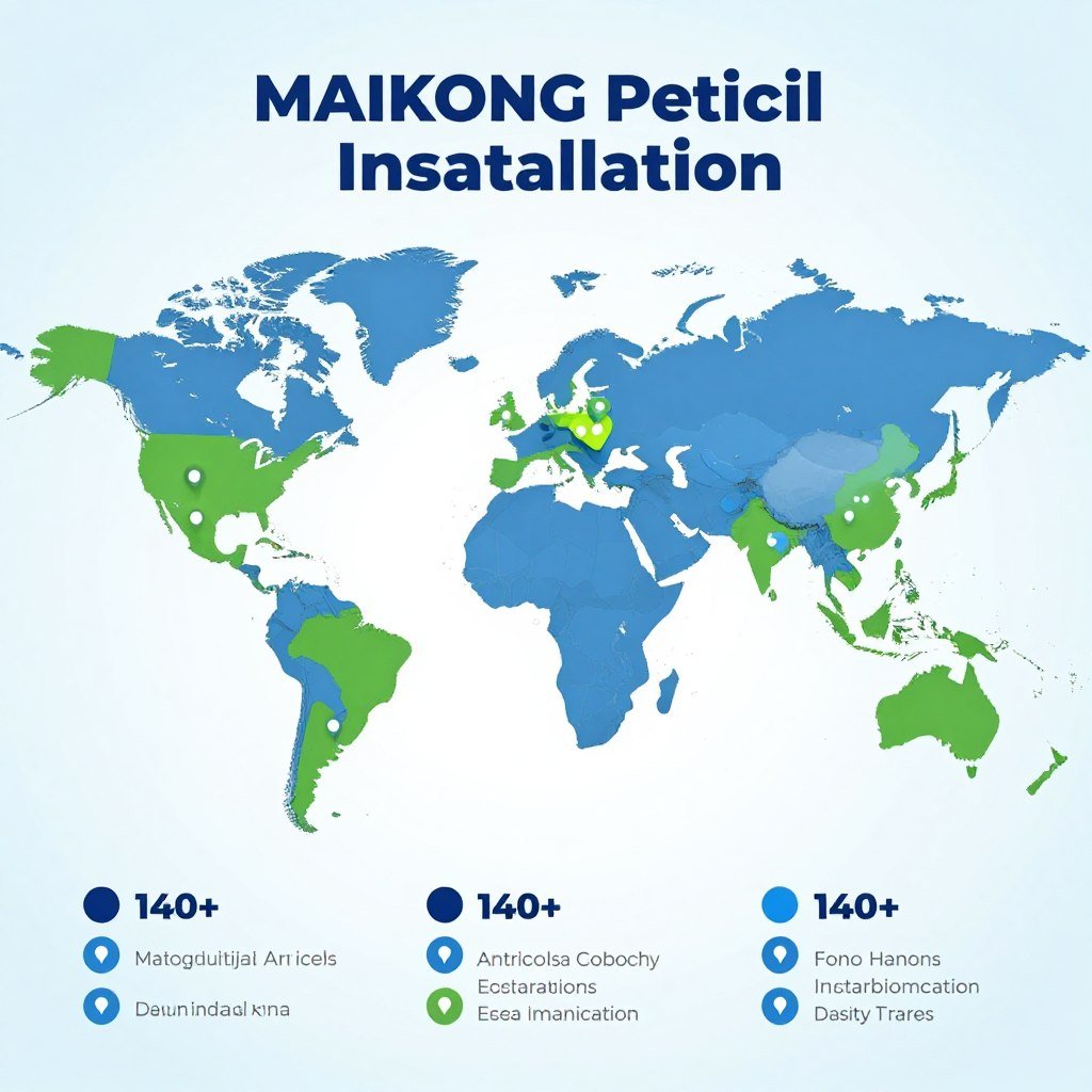 World map showing MAIKONG global installation locations