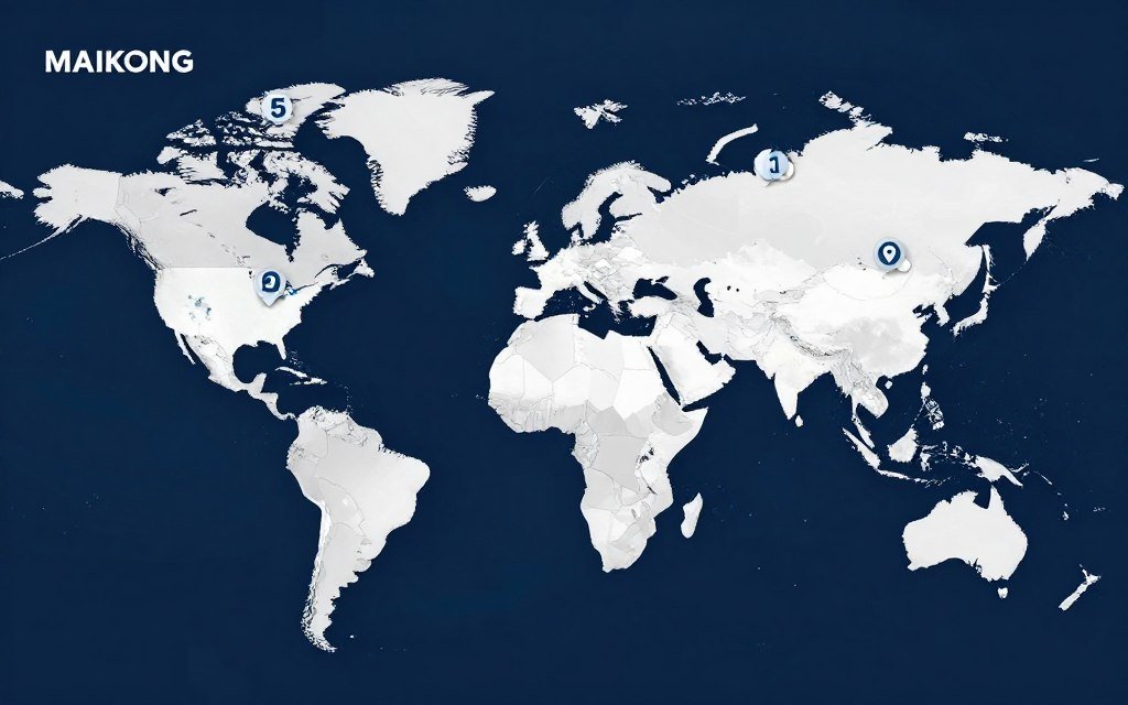 World map showing MAIKONG global installations