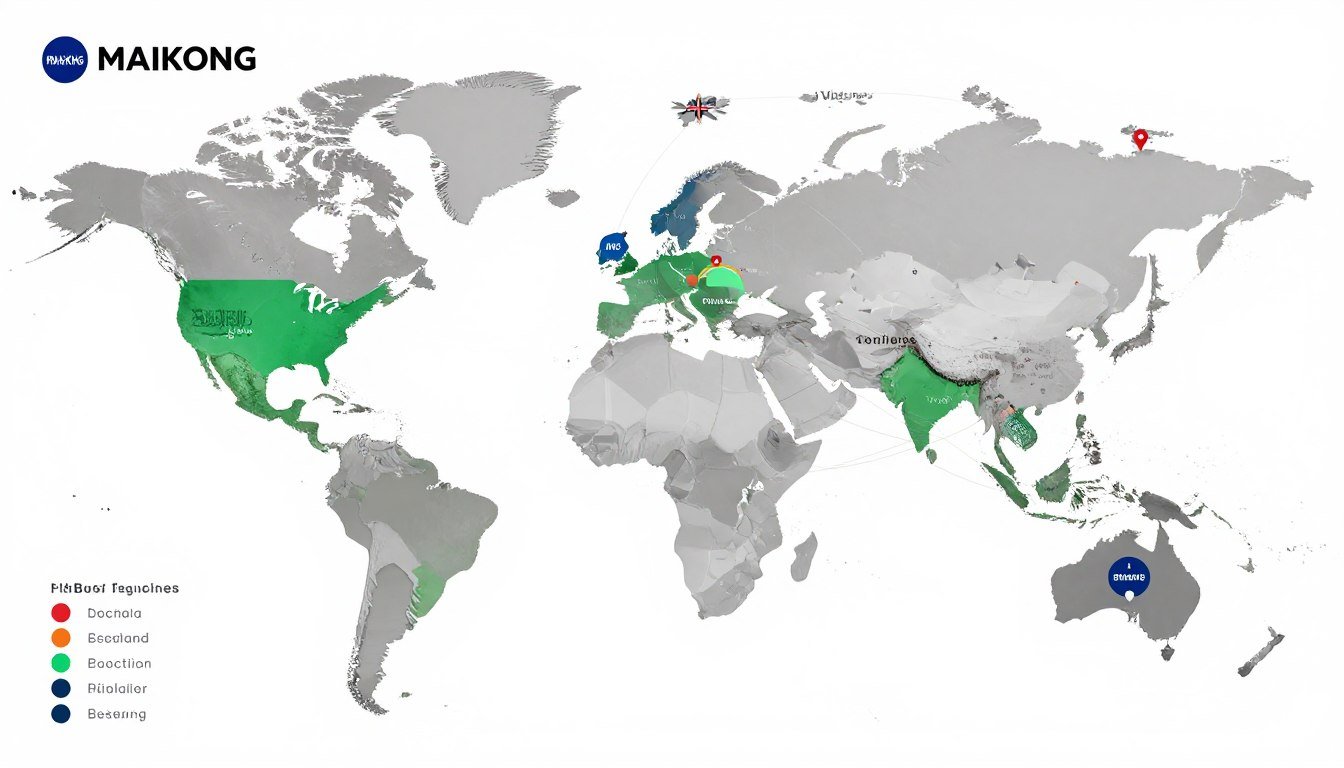 World map showing MAIKONG installation locations across all continents