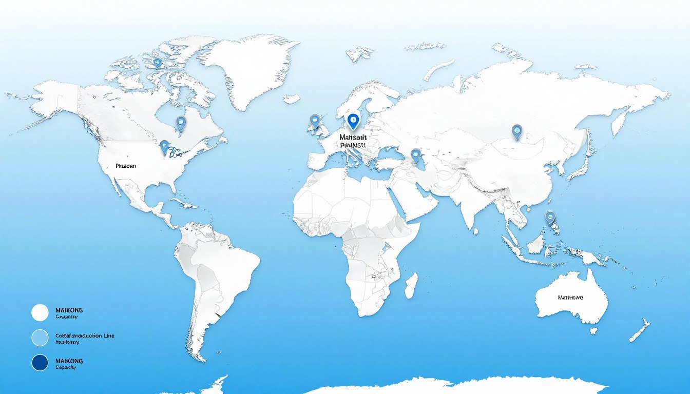 World map showing locations of MAIKONG cattle feed production line installations globally