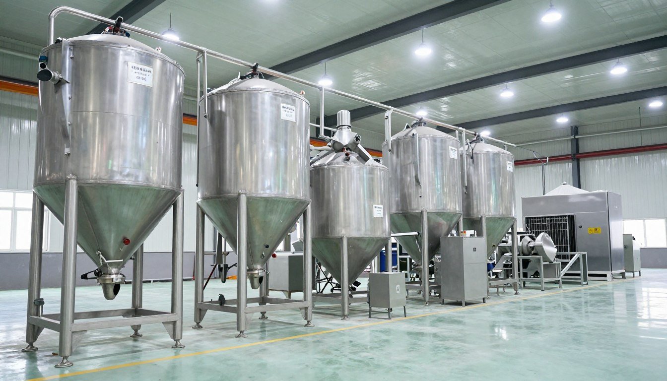 complete animal feed pellet production line factory installation showing all major equipment