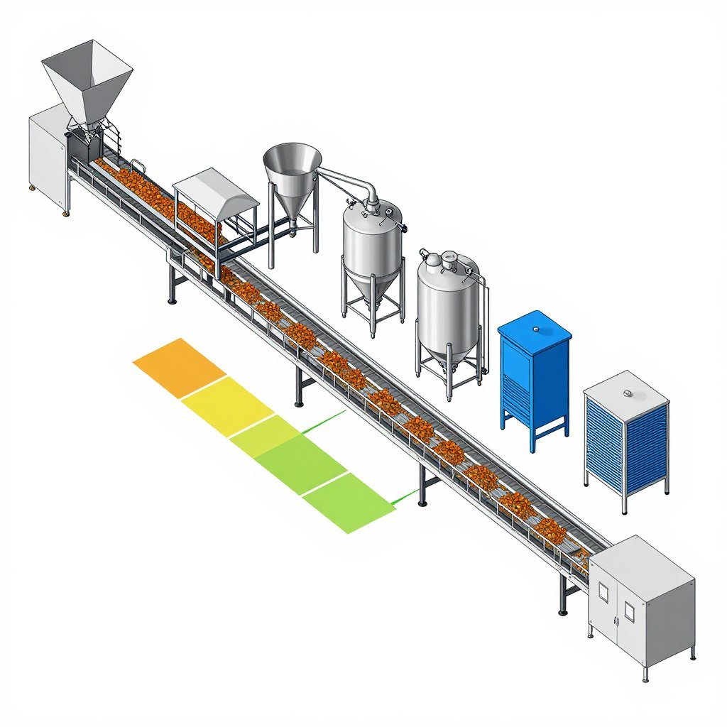 modular animal feed production line showing expandable components