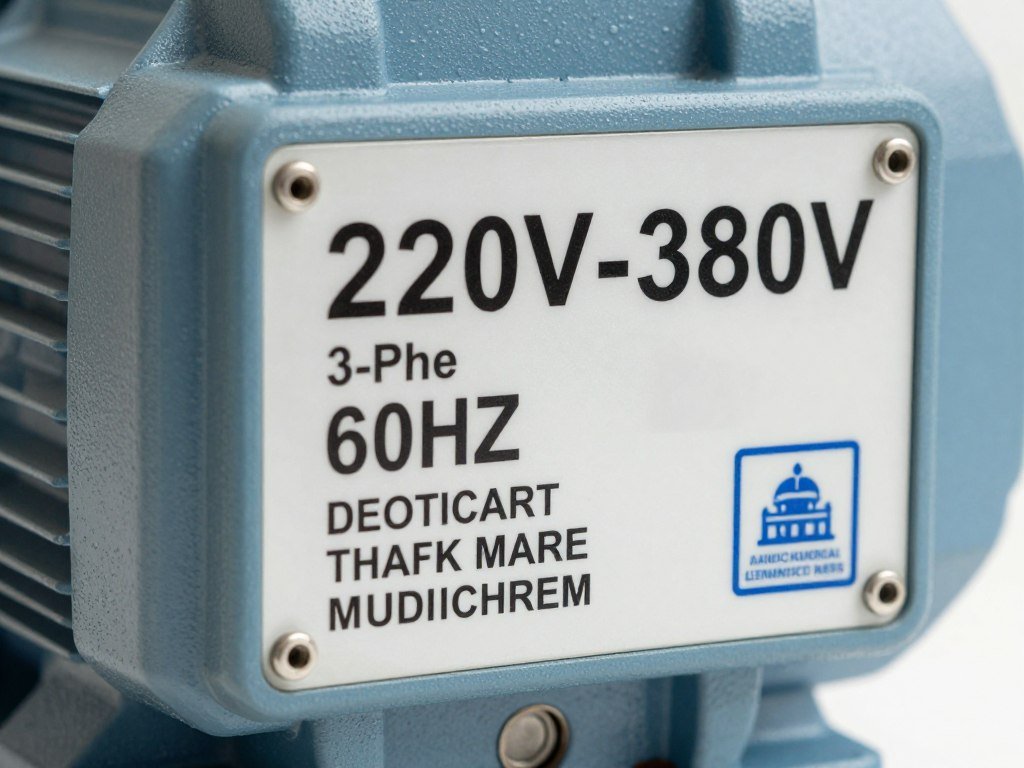Electric motor nameplate showing Philippine voltage specifications Electric motor nameplate showing Philippine voltage specifications
