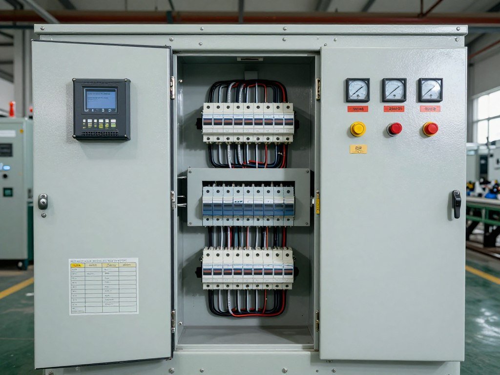 Electrical control panel for MAIKONG feed pellet production line showing Philippine voltage configuration Electrical control panel for MAIKONG feed pellet production line showing Philippine voltage configuration